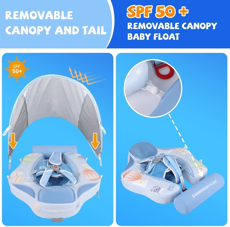 GENTEACO Mambobaby Baby Swim Float with Canopy Non-Inflatable Infant Pool Float with Tail 3-24 Months Avoid Flip Solid Skin-Friendly Material for Toddler Boys Girls - Image 3